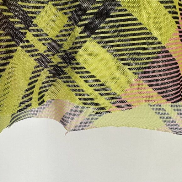 Ragged Priest Top Mesh Tunic Yellow Plaid Size S Long Sleeve Collared 1/4 Zip - Picture 5 of 9